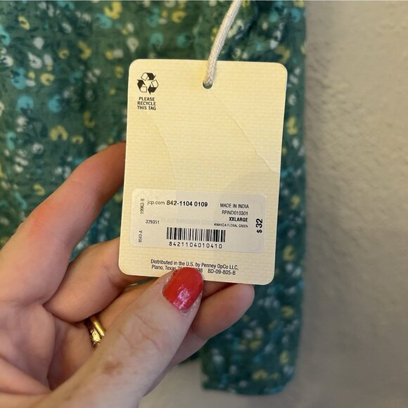 A.n.a. Women’s Flutter Shirt Xxl New Green Floral Fairy Babydoll Feminine - Picture 6 of 9